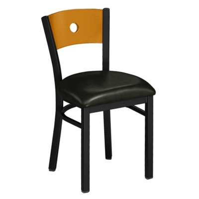 Circle-Back Chair with Wood Back and Black Frame, 44216