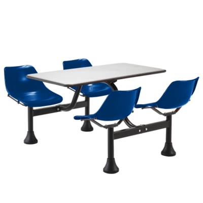 65" Wide Stainless Steel Table with Attached Chairs, 44520