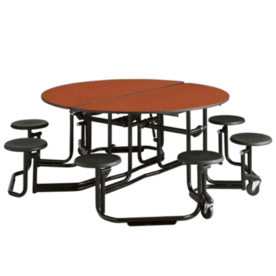 60" Round Table with Black Frame and 8 Seats, 44522