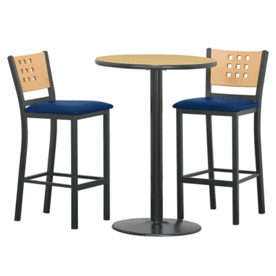 Cafe au Lait Oversized Stools and 30" Round Bar Height Table Set, 44608