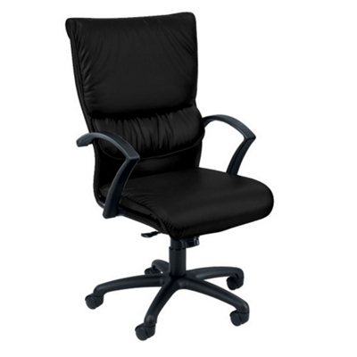 Leather High Back Chair on Wheels, 50466