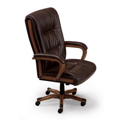 Wood Trimmed Big and Tall Executive Faux Leather Chair, CD03817