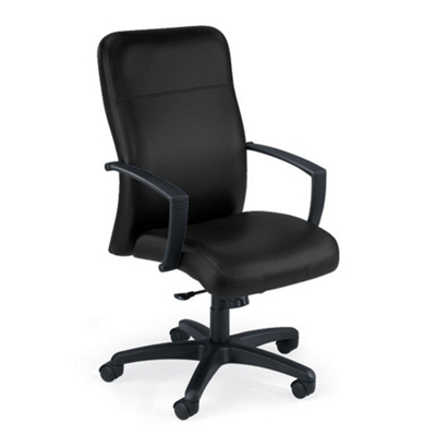 Leather High Back Chair on Wheels, 52119