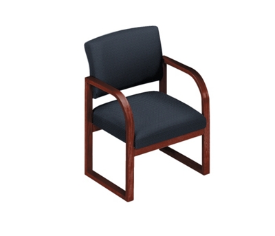 Designer Fabric Sled Base Open Back Conference Chair with Arms, 52149