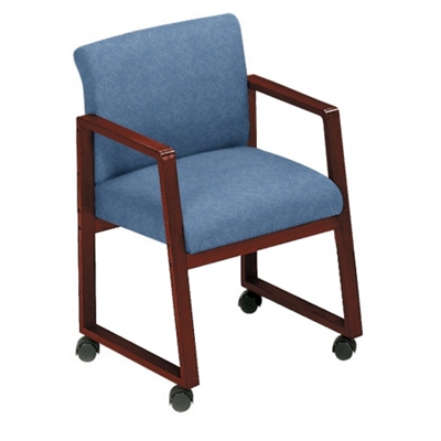 Heavy-Duty Vinyl Sled Base Full Back Conference Chair with Casters, 52156