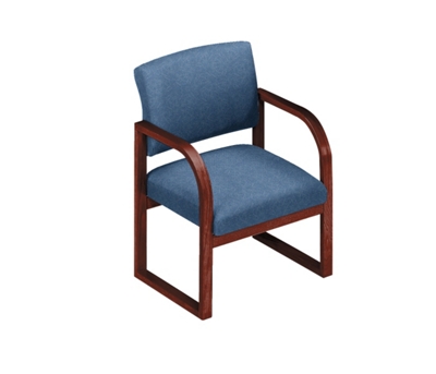 Heavy-Duty Vinyl Sled Base Open Back Conference Chair with Arms, 52157