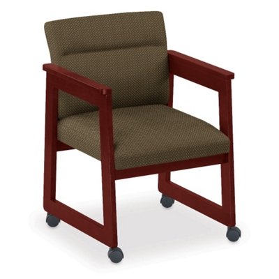 Print Fabric Tapered Arm Chair with Casters, 52319