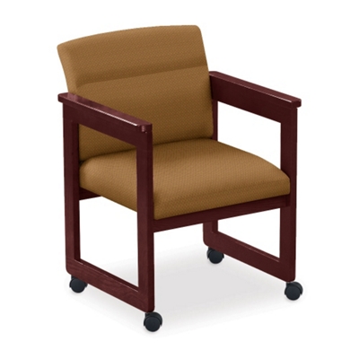 Print Fabric Extended Arm Chair with Casters, 52327