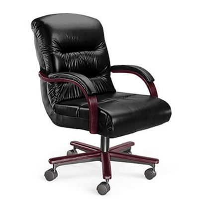 Leather Mid Back Chair on Wheels, 55196