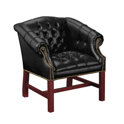 Tufted Rolled Arm Chair in Vinyl