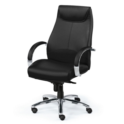 High-Back Executive Leather Chair with Chrome Frame, 56852