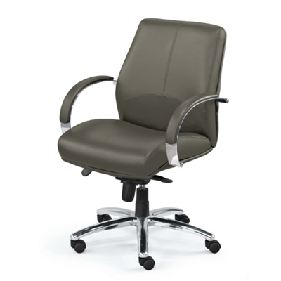 Mid-Back Leather Chair with Chrome Frame, 56855