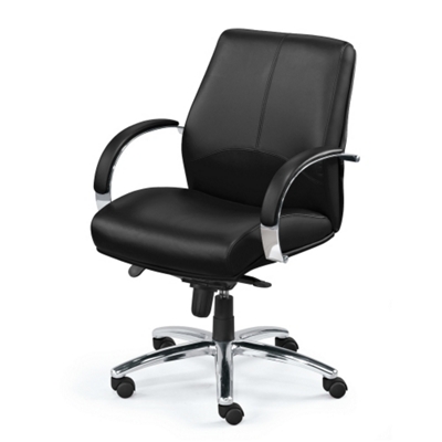 Mid-Back Leather Chair with Chrome Frame, 56855