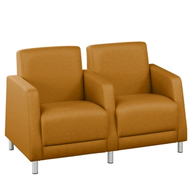 Leather Upholstery 2-Seat Sofa with Center Arms, 75143