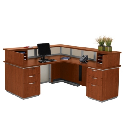 Frosted Glass Panel Reception Desk with Right Return, 75335