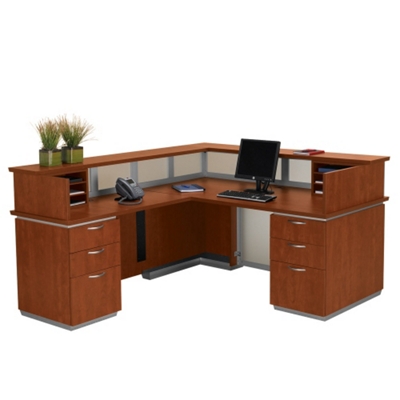 Frosted Glass Panel Reception Desk with Left Return, 75336