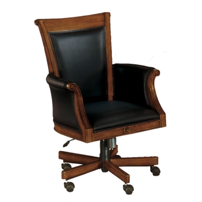 Black Leather Executive Chair with Chestnut Oak Frame, 55512