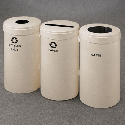 20" Diameter Painted Connected Recycling and Waste Bins, 85773
