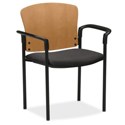 HON Pagoda Wood Back Stack Chair with Arms, 51364