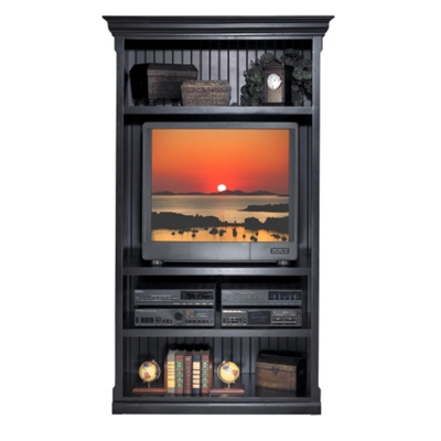 Distressed Black Large Open Bookcase, 15233