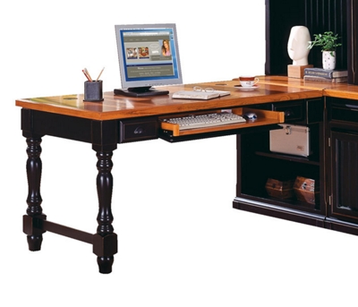 Distressed Black with Oak Top Peninsula Desk