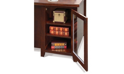 Glass display panels with shelves