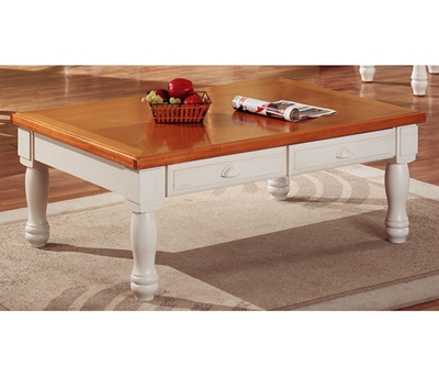 Distressed Maple and Oyster White Coffee Table