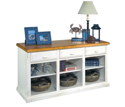 Antique White Three Drawer Console with Storage, 15702