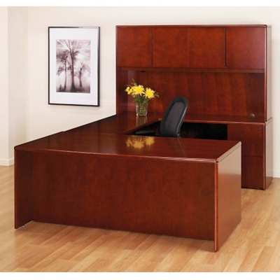 U-Desk with Bow Top and Hutch, 15832