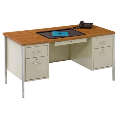 Double Pedestal Metal Desk 60" x 30", 11968