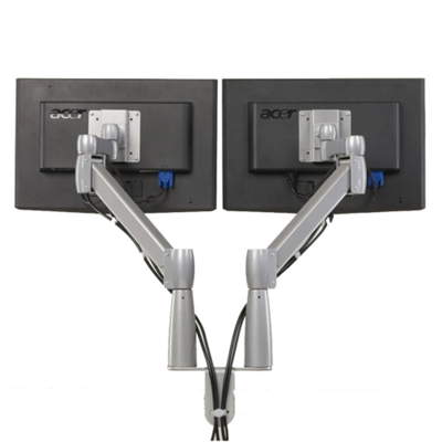 Back view of the Pneumatic Support Arm with Two Monitors.