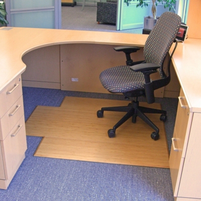 Eco-Friendly Bamboo Wood Tri-Fold Chair Mat with Lip - 47" x 51" 12mm Thick, 54236