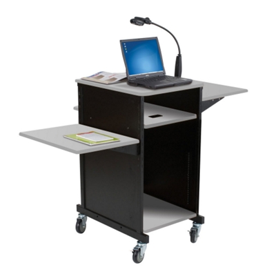 Back view of AV Cart shown with two optional shelves.