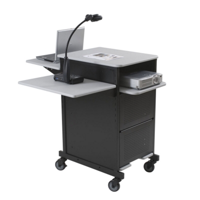 Extra Wide Presentation Cart shown with optional shelf.