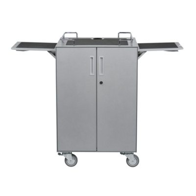 Two side shelves fold when not in use and also feature non-skid pads.