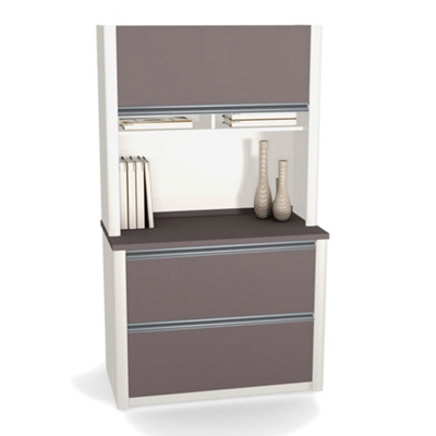 Two Drawer Lateral File with Hutch, 15984