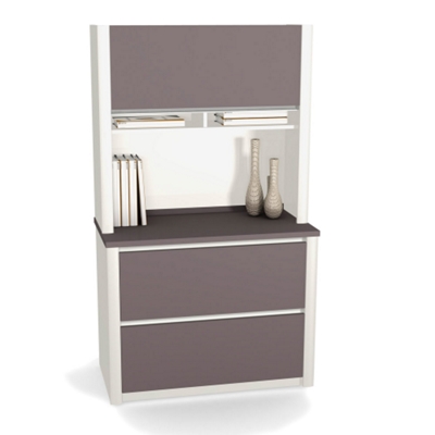 Two Drawer Lateral File with Hutch, 15984