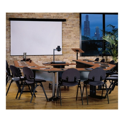 Room scene comprised of Rectangular and Trapezodal Tables.