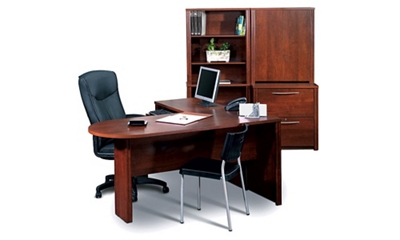 Conference L-Shape Desk with Storage and File Cabinets