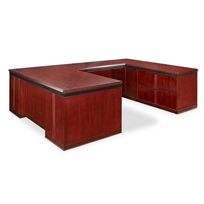 Americus U-Desk with Right Bridge and Lateral File, 13033