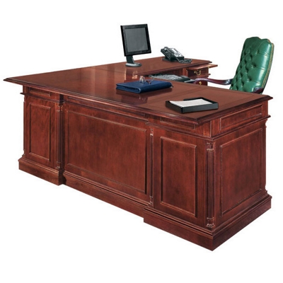 English Cherry Executive L-Desk with Right Return, 15064