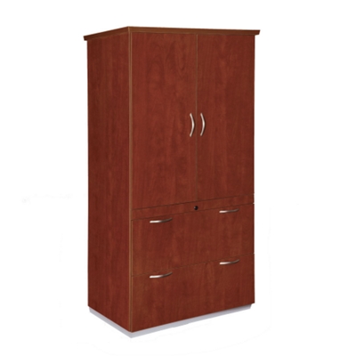 Lateral File with Storage cabinet featured in Cognac Cherry.