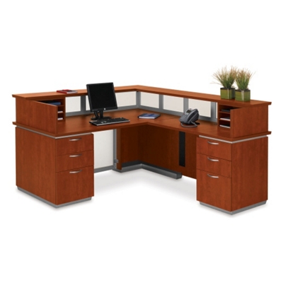 Frosted Glass Panel Reception Desk with Right Return, 75335