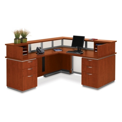 Frosted Glass Panel Reception Desk with Left Return, 75336