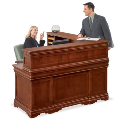 Chocolate Patina Reception L-Desk with Left Return, 75349