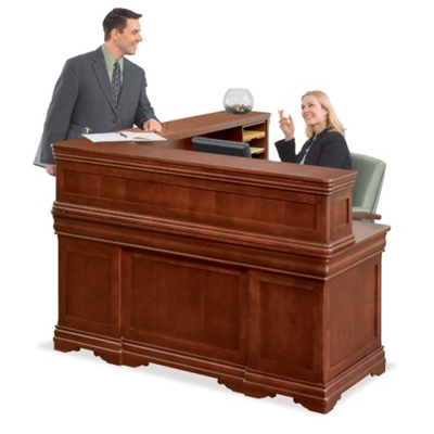 Chocolate Patina Reception L-Desk with Right Return, 75350