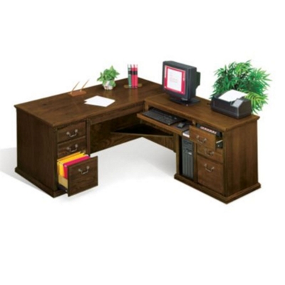 Traditional Oak Executive L-Desk with Right Return, 15386