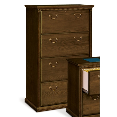 Traditional Oak Four Drawer Lateral File, 30450