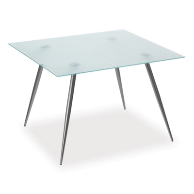 36" Wide Square Table with Glass Top and 4-Post Legs, 40868