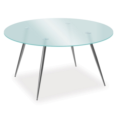 42" Round Table with Glass Top and 4-Post Legs, 40872